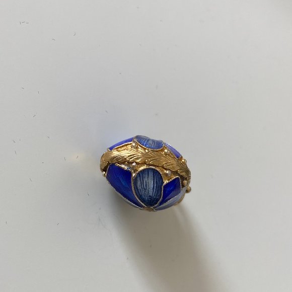 Vintage Faberge Style Blue Enamel Egg Pendant - Picture 5 of 7